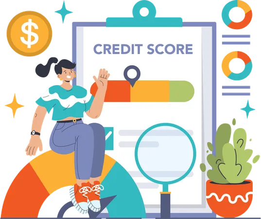 Girl showing credit score  Illustration