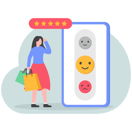 Girl showing customer feedback  Illustration