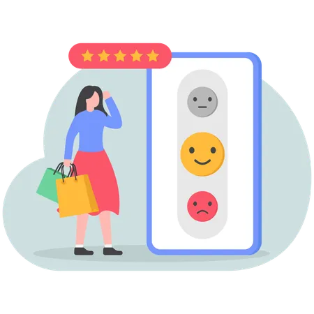 Girl showing customer feedback  Illustration