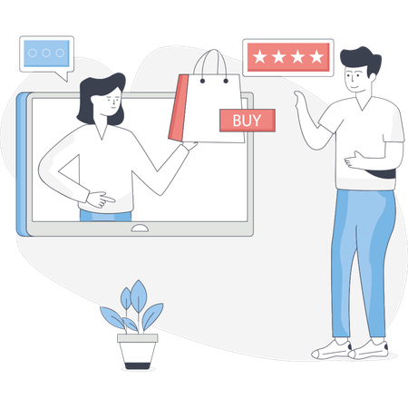 Girl  showing customer rating  Illustration