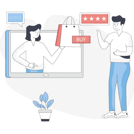 Girl  showing customer rating  Illustration