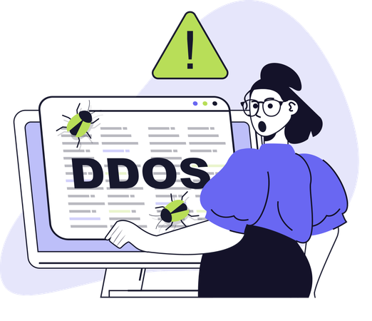 Girl showing ddos attack  Illustration