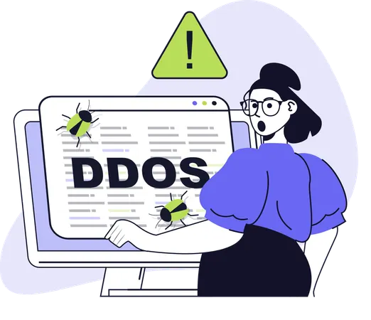 Girl showing ddos attack  Illustration