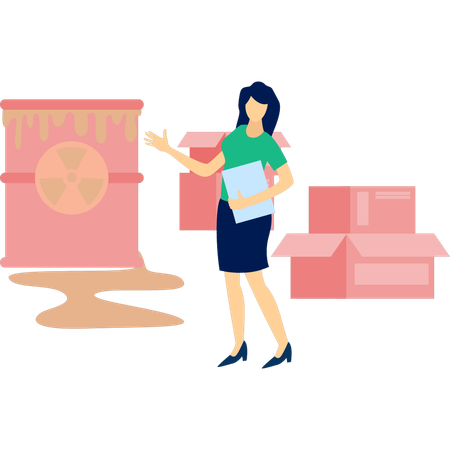 Girl showing delivery parcel boxes  Illustration