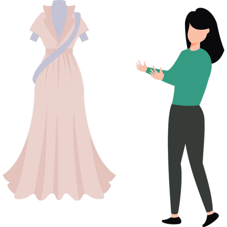 Girl showing designer dress  Illustration