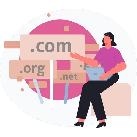 Girl showing different websites  Illustration