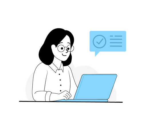 Girl showing Digital Approval Interface  Illustration