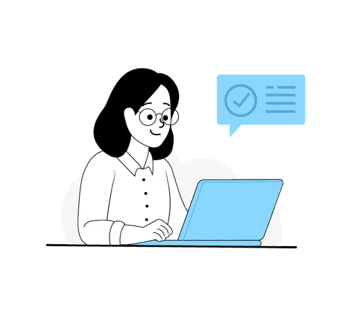 Girl showing Digital Approval Interface  Illustration