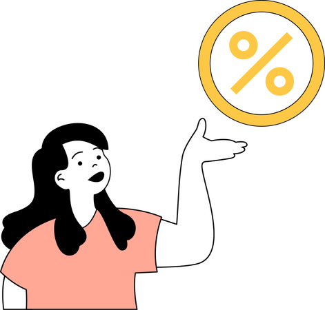Girl showing discount badge  Illustration