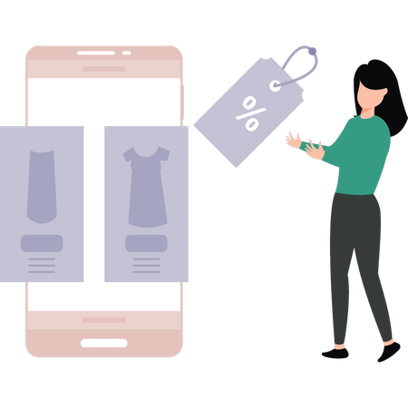 Girl showing discount in clothes  Illustration