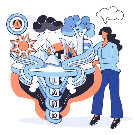 Girl showing earth climate change awareness  Illustration