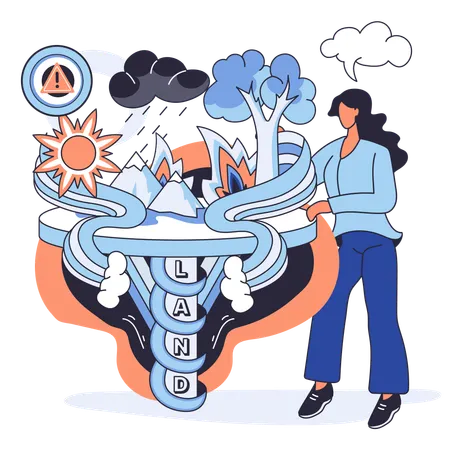 Girl showing earth climate change awareness  Illustration
