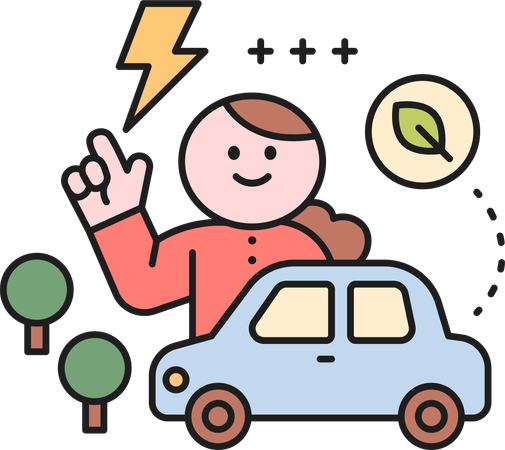 Girl showing eco car  Illustration