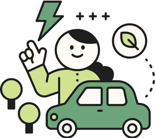 Girl showing eco car  Illustration