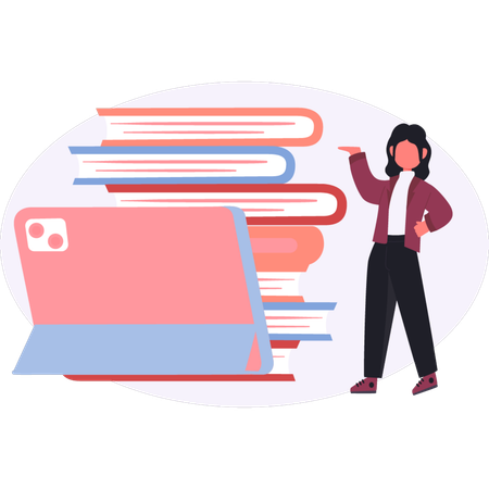 Girl  showing education book  Illustration