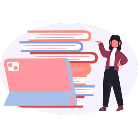 Girl  showing education book  Illustration
