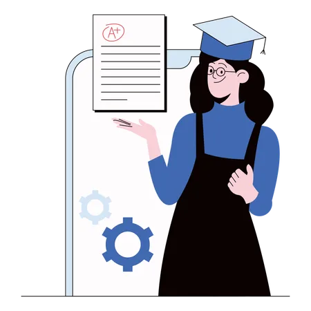 Girl showing education result  Illustration