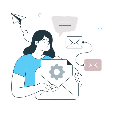 Girl showing Email Processing  Illustration