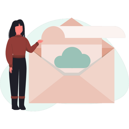 Girl showing email storage data  Illustration