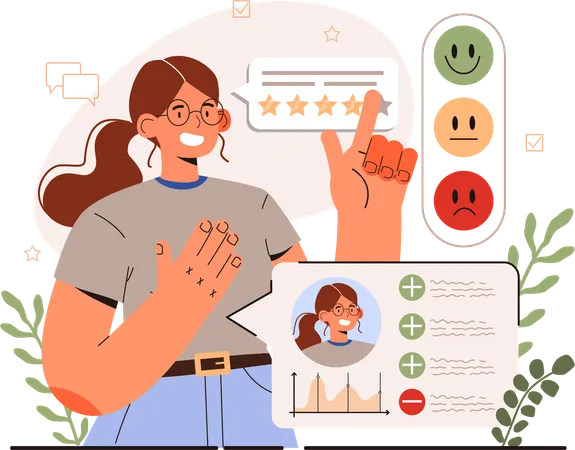 Girl showing emotion rating  Illustration