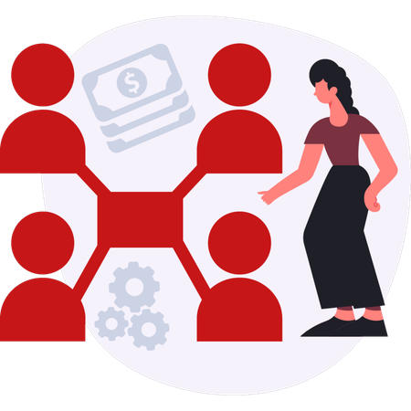 Girl  showing employee connection  Illustration