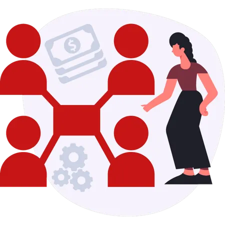Girl  showing employee connection  Illustration
