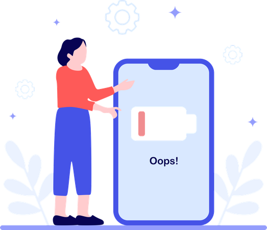 Girl showing Empty Battery  Illustration