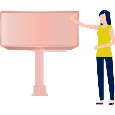Girl showing empty board  Illustration