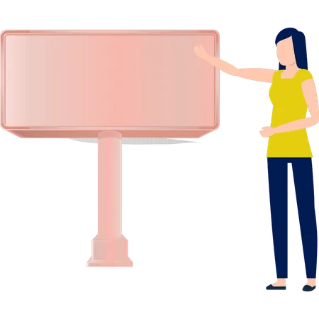 Girl showing empty board  Illustration