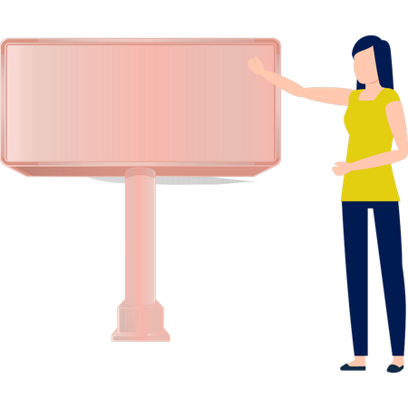Girl showing empty board  Illustration