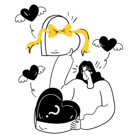 Girl showing Empty Favorites  Illustration
