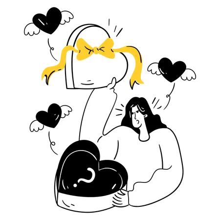 Girl showing Empty Favorites  Illustration