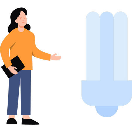 Girl showing energy-saving bulb  Illustration