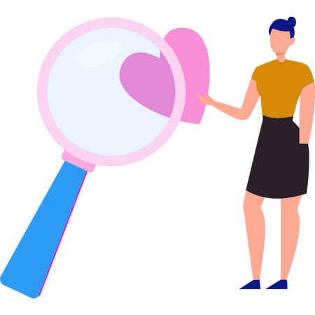 Girl showing exploration through magnifying glass  イラスト