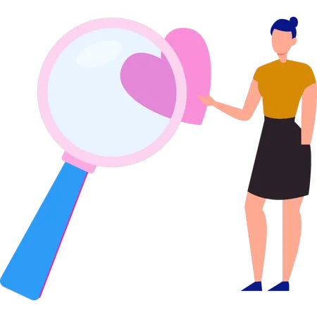 Girl showing exploration through magnifying glass  Illustration