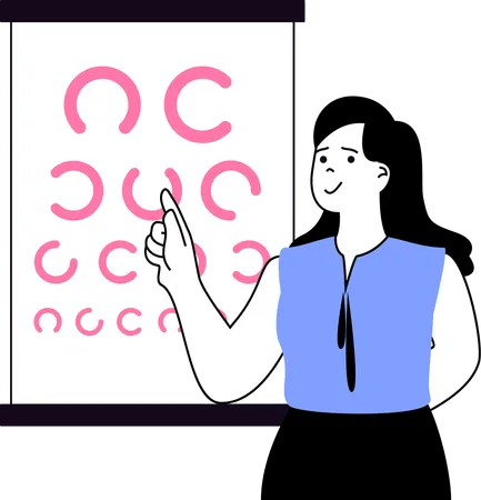 Girl showing eye test chart  Illustration