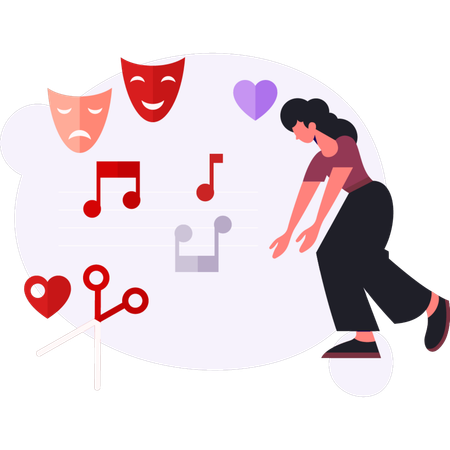 Girl  showing face mask  Illustration
