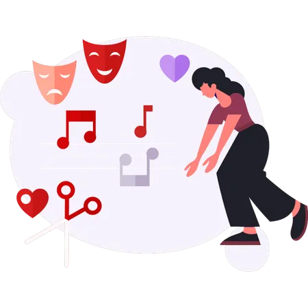 Girl  showing face mask  Illustration