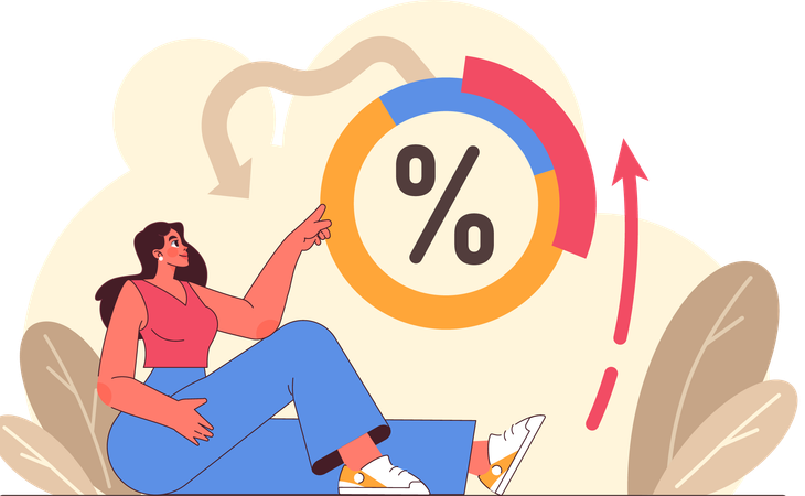 Girl showing financial analysis report  Illustration