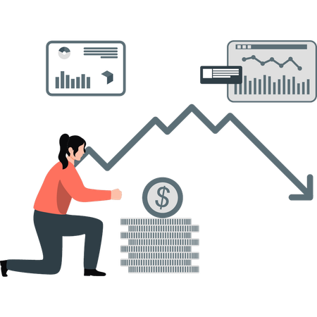 Girl showing financial crisis  Illustration