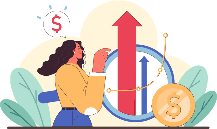 Girl showing financial growth  Illustration