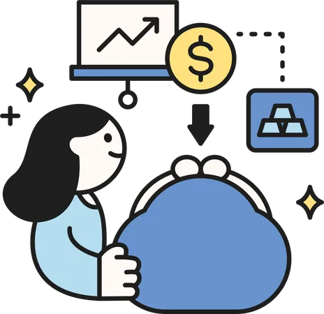 Girl showing financial loss  Illustration