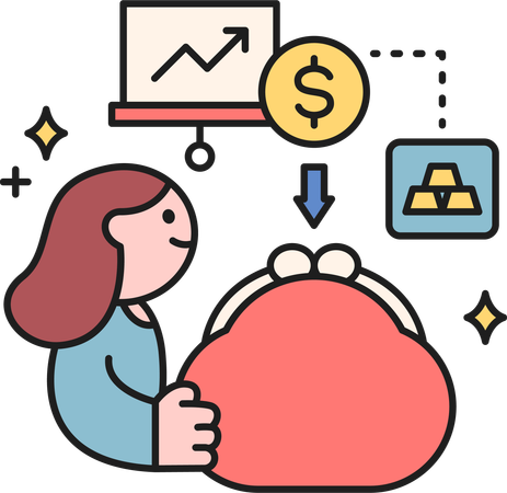 Girl showing financial loss  Illustration