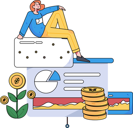 Girl showing financial report  Illustration