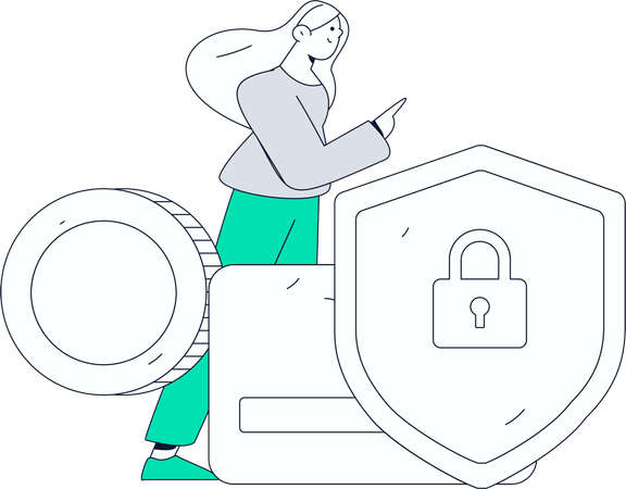 Girl showing financial security  Illustration