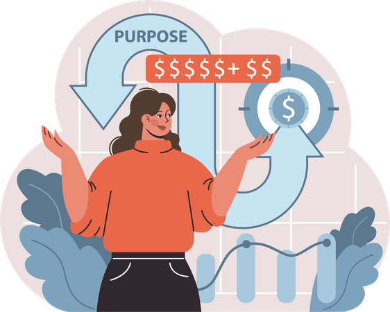 Girl showing financial target  Illustration