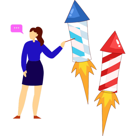 Girl showing firework rocket  Illustration