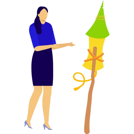 Girl showing firework rocket  Illustration