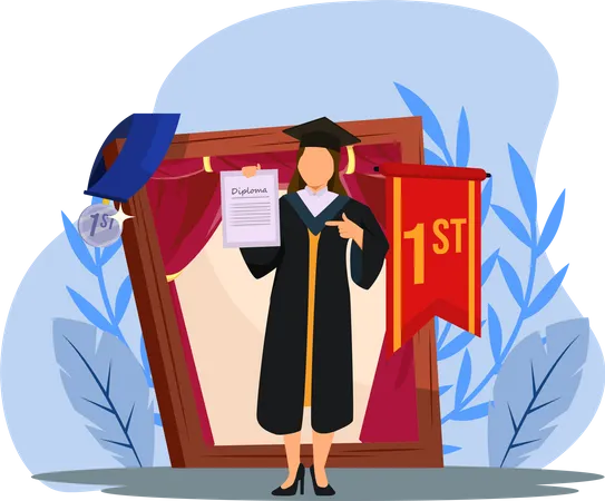 Girl showing first position degree Illustration
