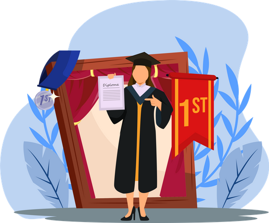 Girl showing first position degree  Illustration